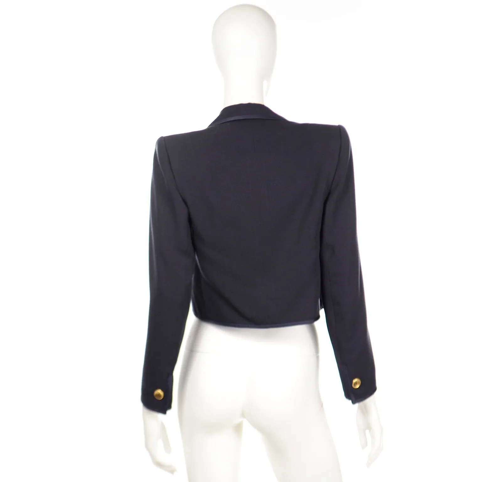 1979 Yves Saint Laurent Vintage Documented Cropped Navy Blue Jacket