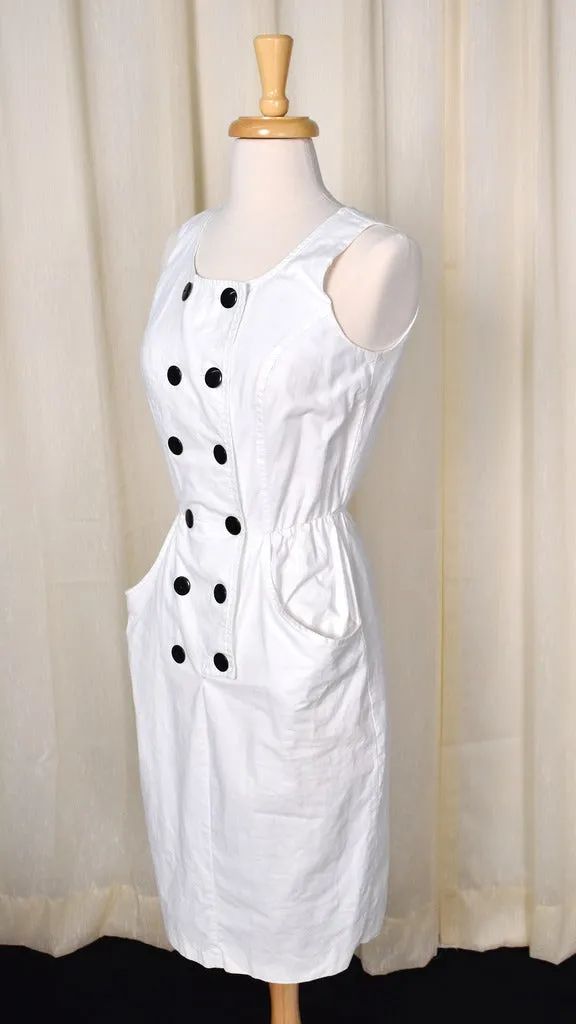 1980s Vintage White & Black Dress Set