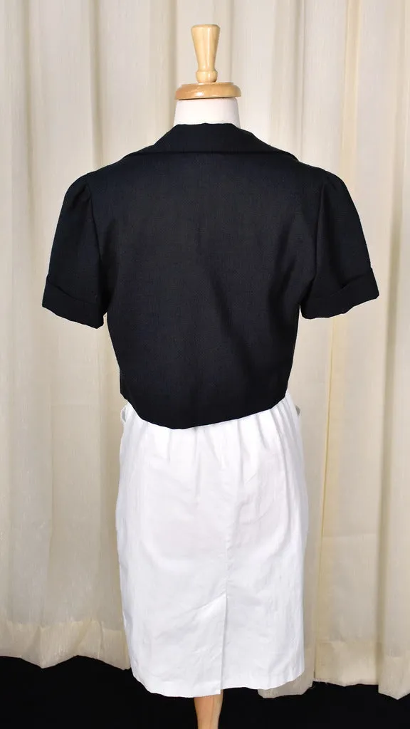 1980s Vintage White & Black Dress Set