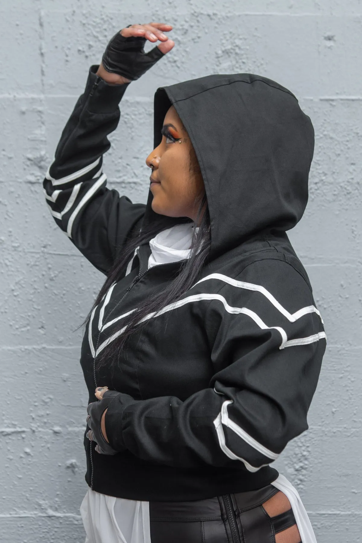 5D x Stellar Dust Asymmetric Cropped Jacket