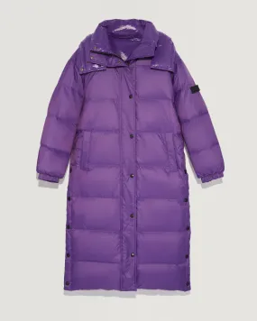 7/8 length reversible down jacket in water-repellent technical fabric