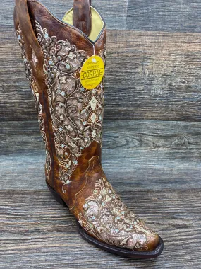 a3671 Women’s Inlay & Embroidery Snip Toe Western Boot by Corral