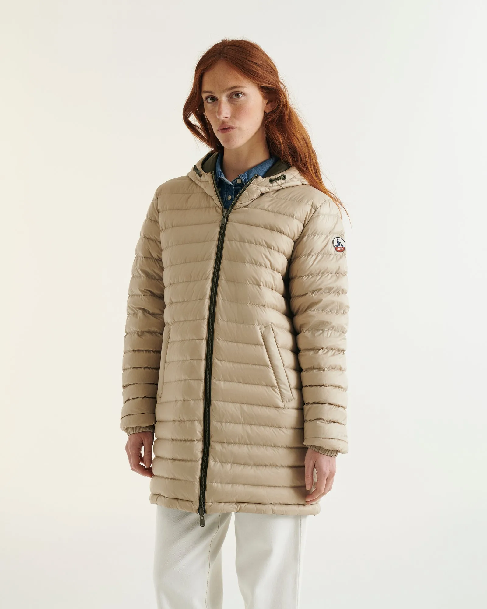 Army/Beige Roma 2.0 long reversible puffer jacket