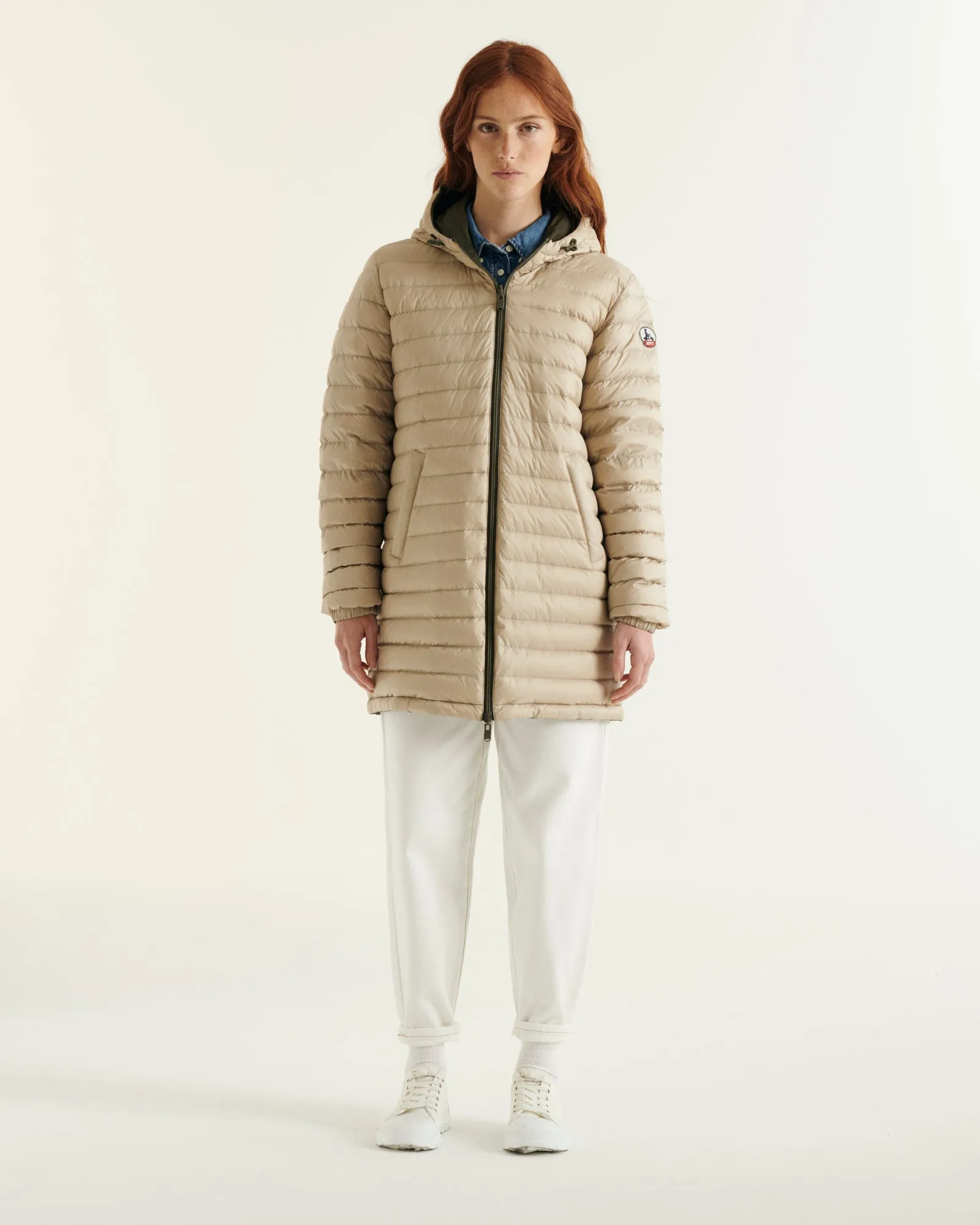 Army/Beige Roma 2.0 long reversible puffer jacket