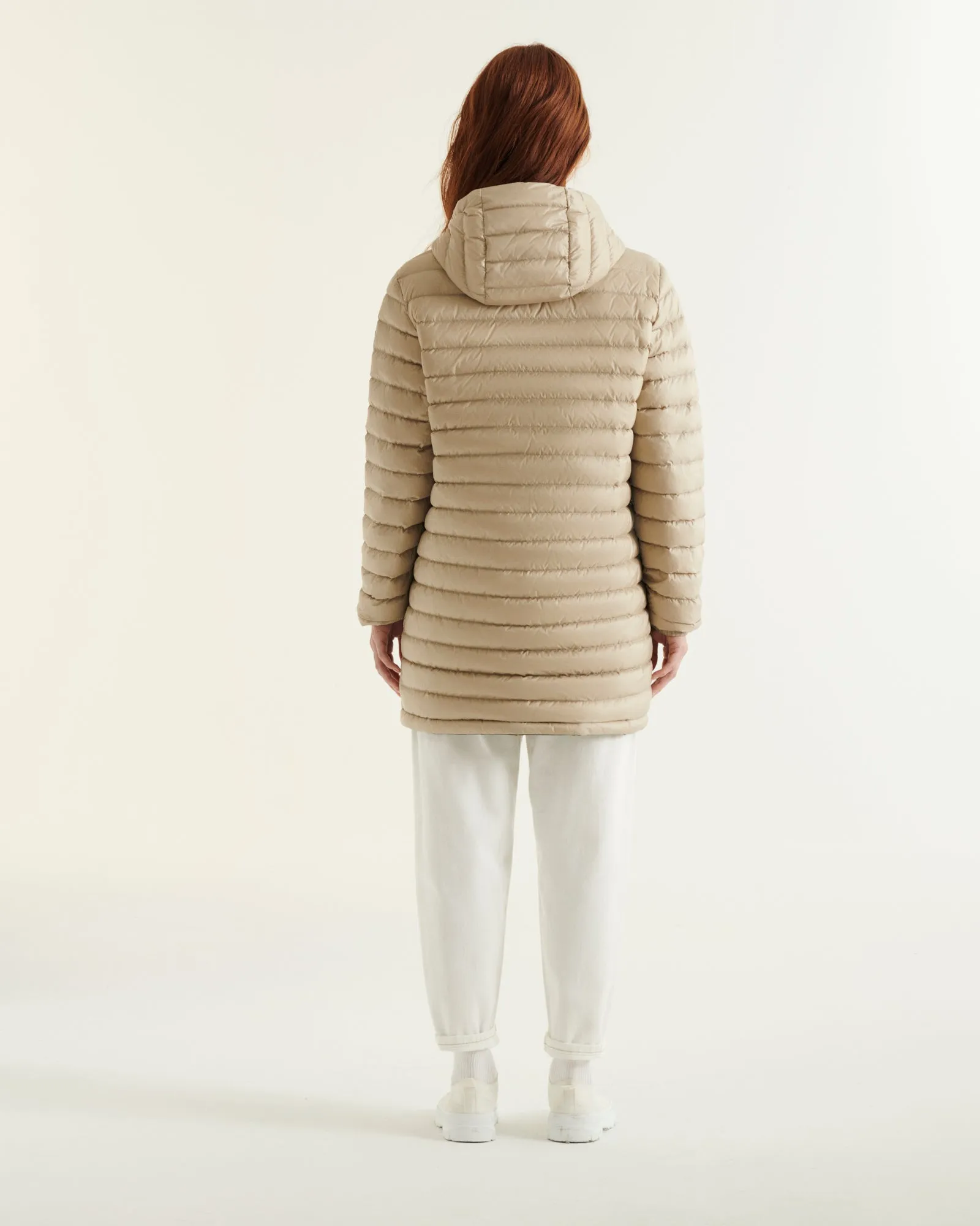 Army/Beige Roma 2.0 long reversible puffer jacket