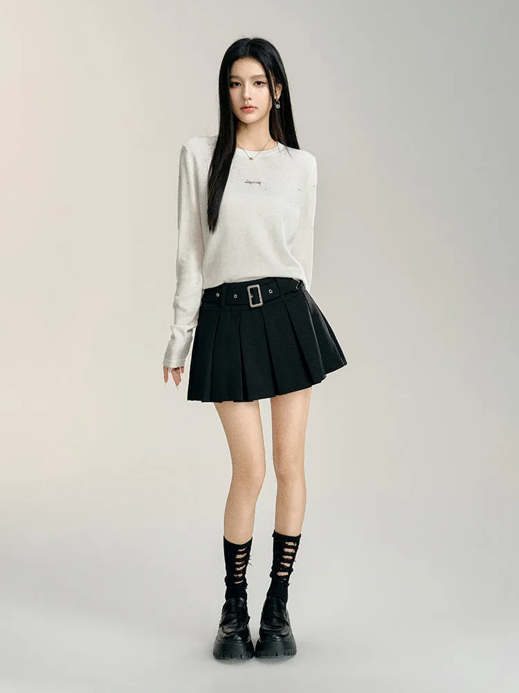 Black & White A-line Pleated Skirt