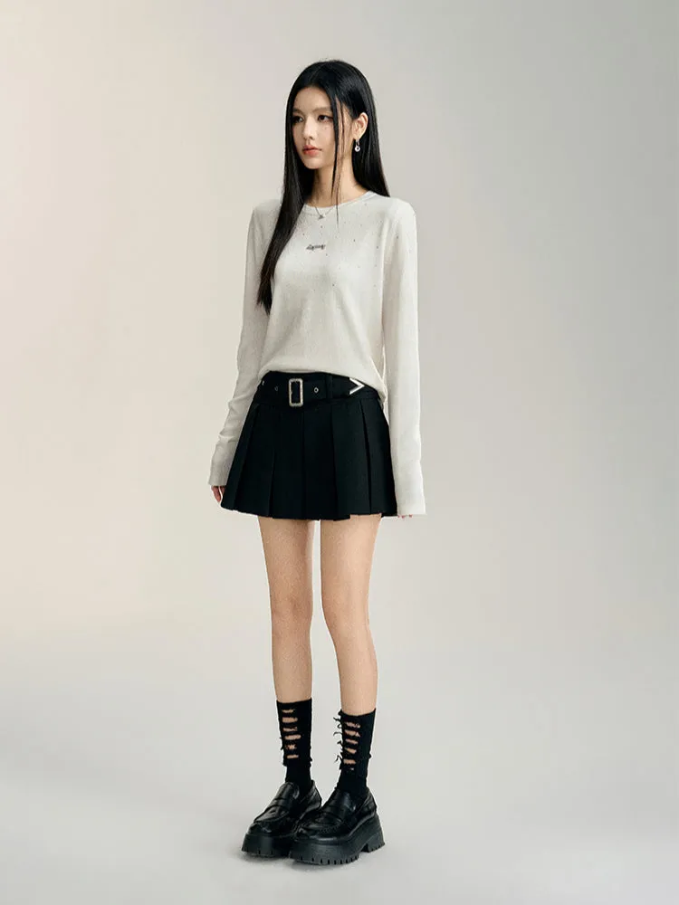 Black & White A-line Pleated Skirt