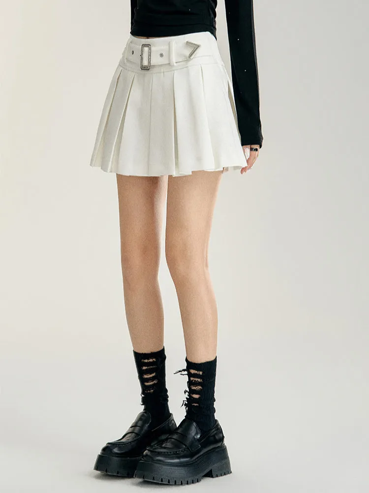 Black & White A-line Pleated Skirt