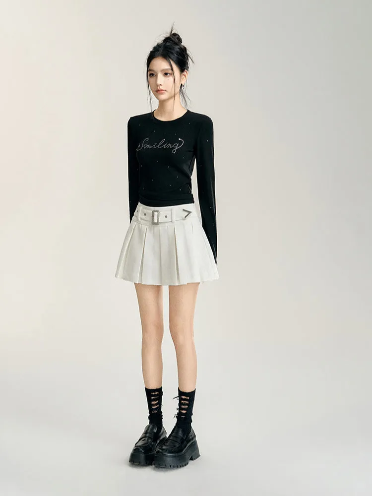 Black & White A-line Pleated Skirt