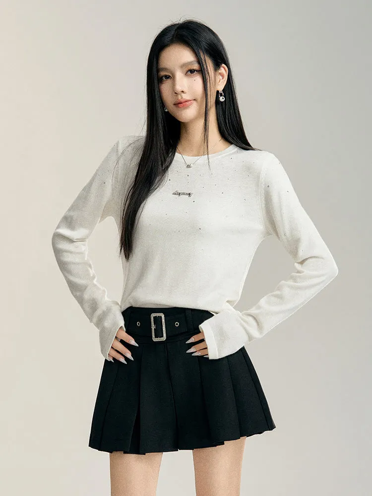 Black & White A-line Pleated Skirt