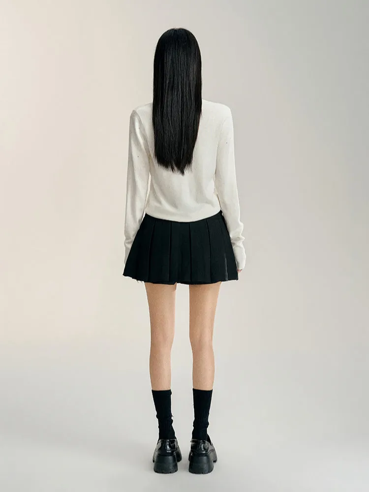 Black & White A-line Pleated Skirt