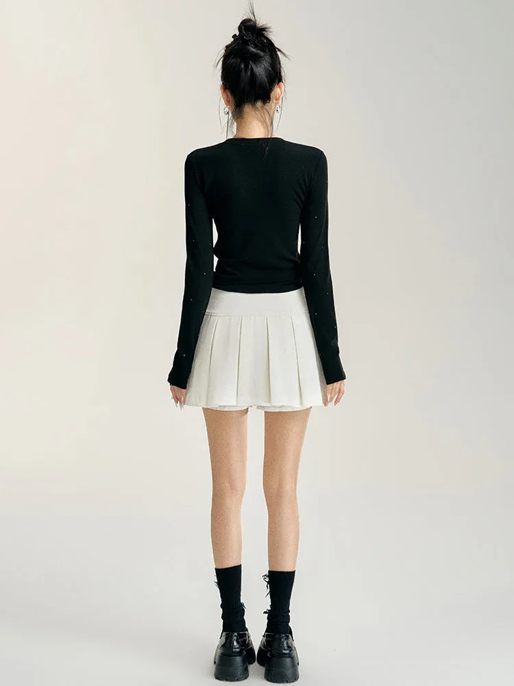 Black & White A-line Pleated Skirt