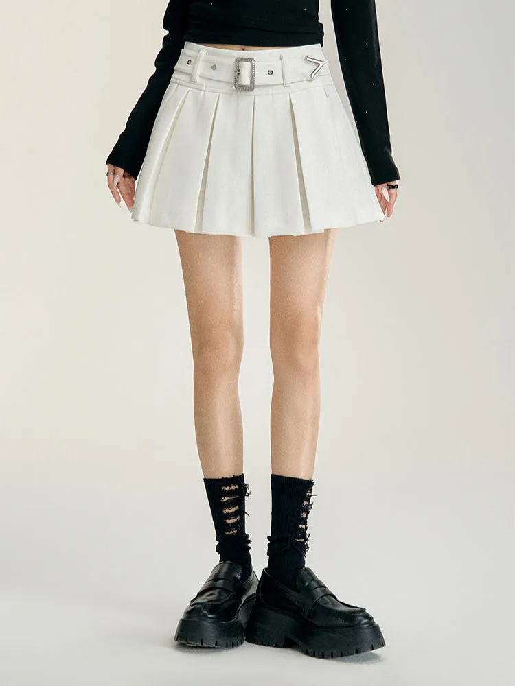 Black & White A-line Pleated Skirt