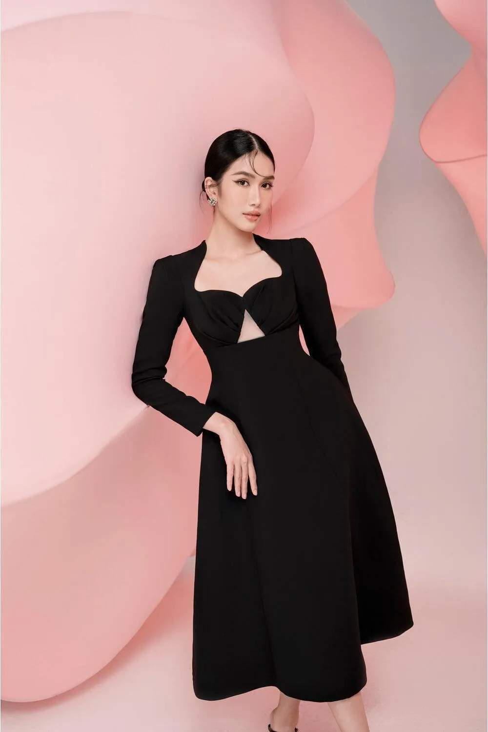 Blair Fit and Flare Chest Cup Cotton Spandex Midi Dress
