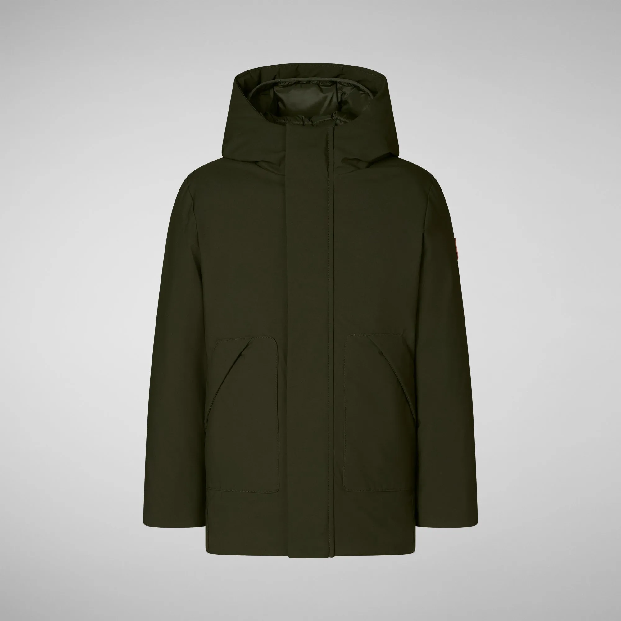 Boys' hooded parka Albi in land green