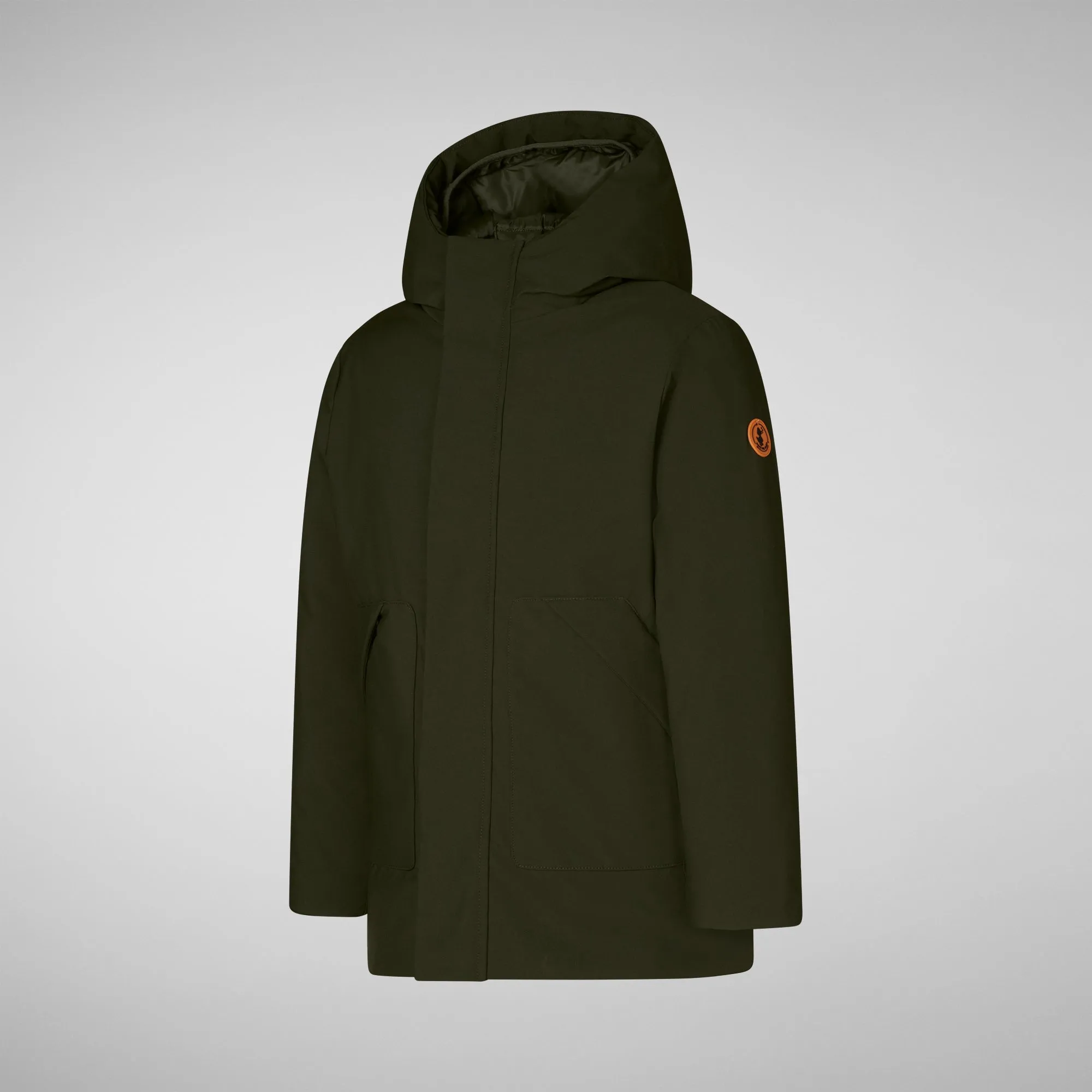 Boys' hooded parka Albi in land green