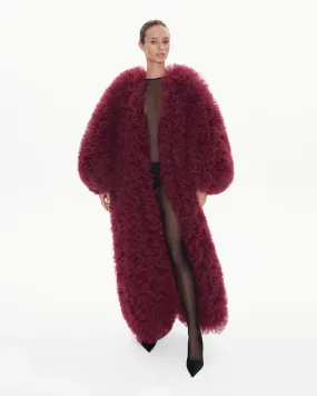 Carmel Tulle Coat in Burgundy