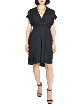 Chanel Vintage Navy Blue Silk Chiffon Dress