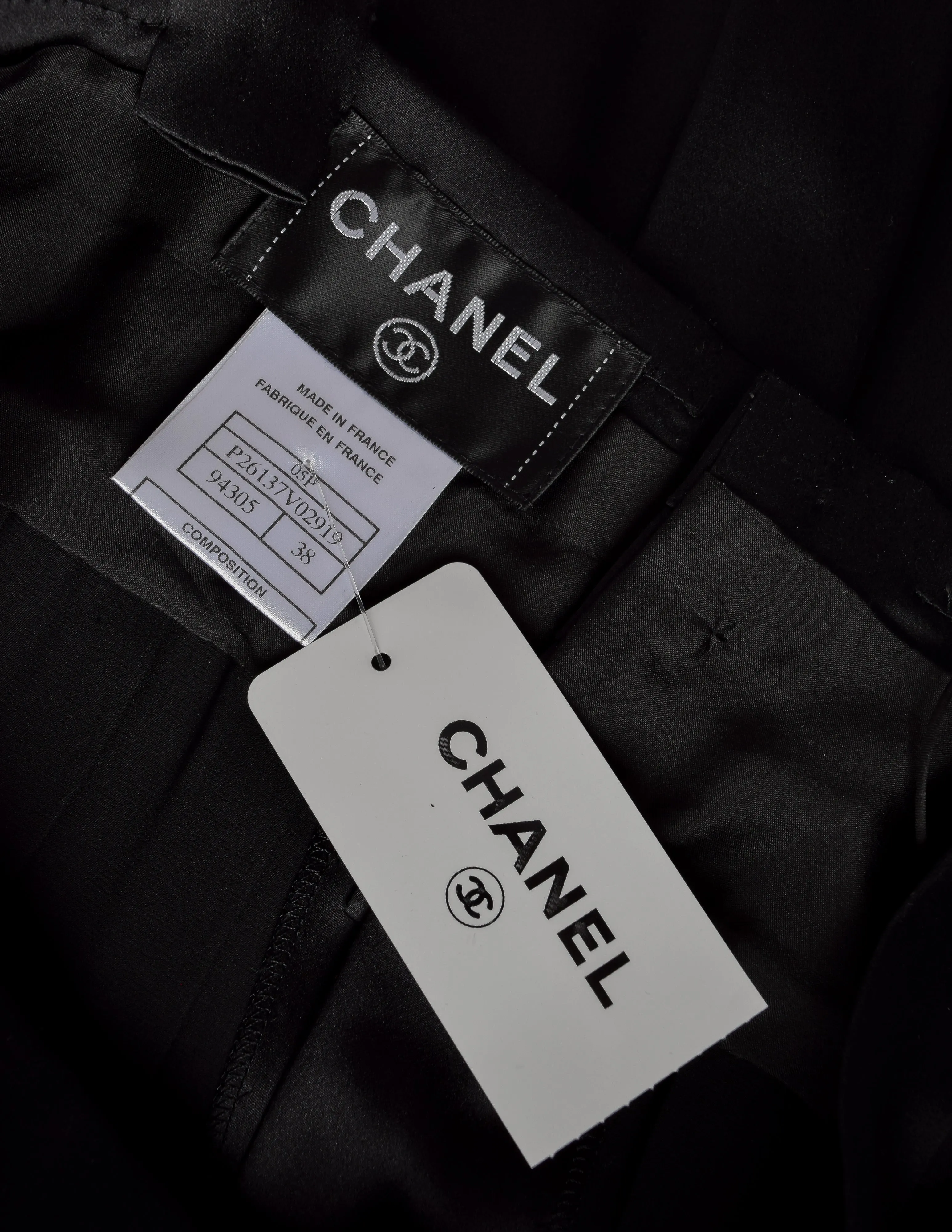 Chanel Vintage SS 2005 Black Pleated Silk Charmeuse Dress