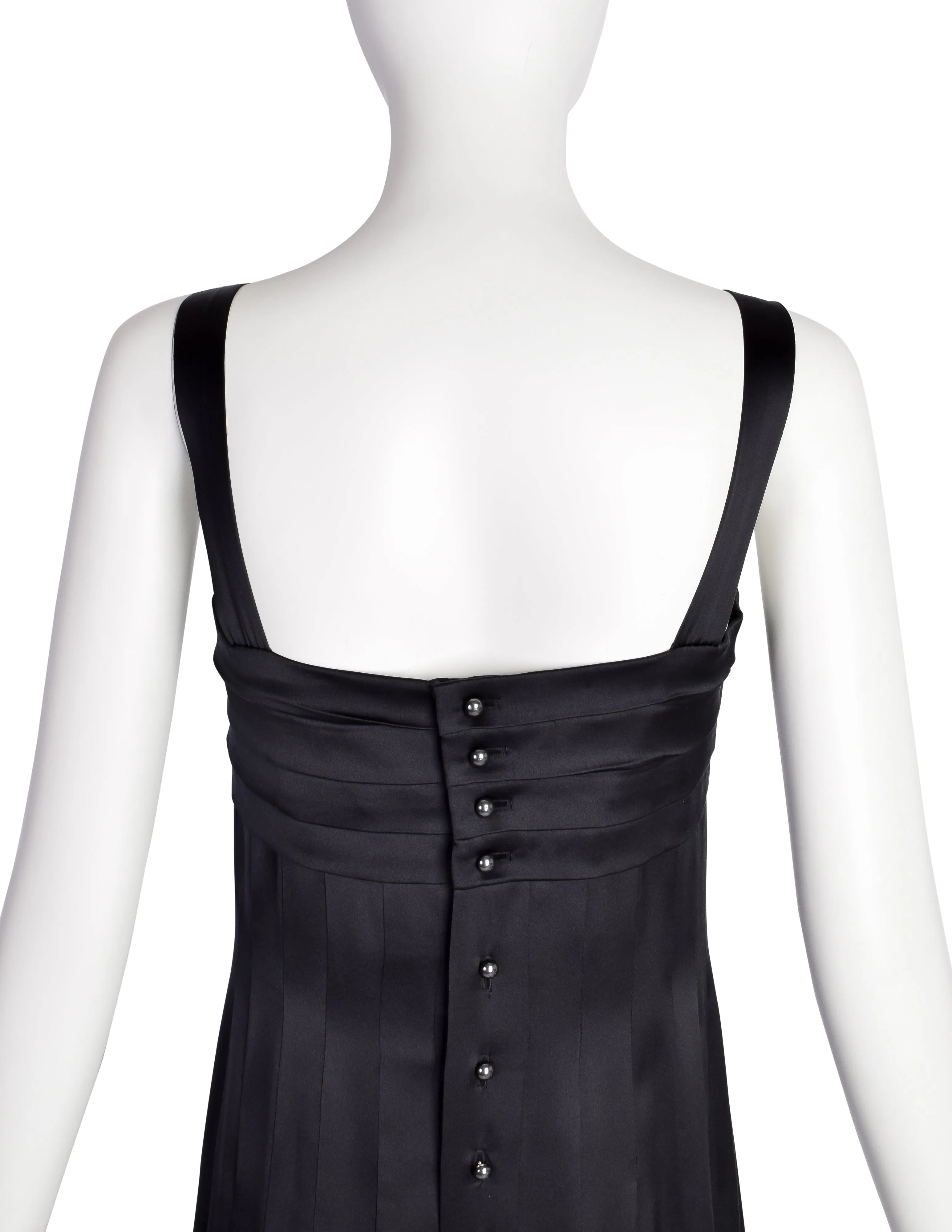 Chanel Vintage SS 2005 Black Pleated Silk Charmeuse Dress