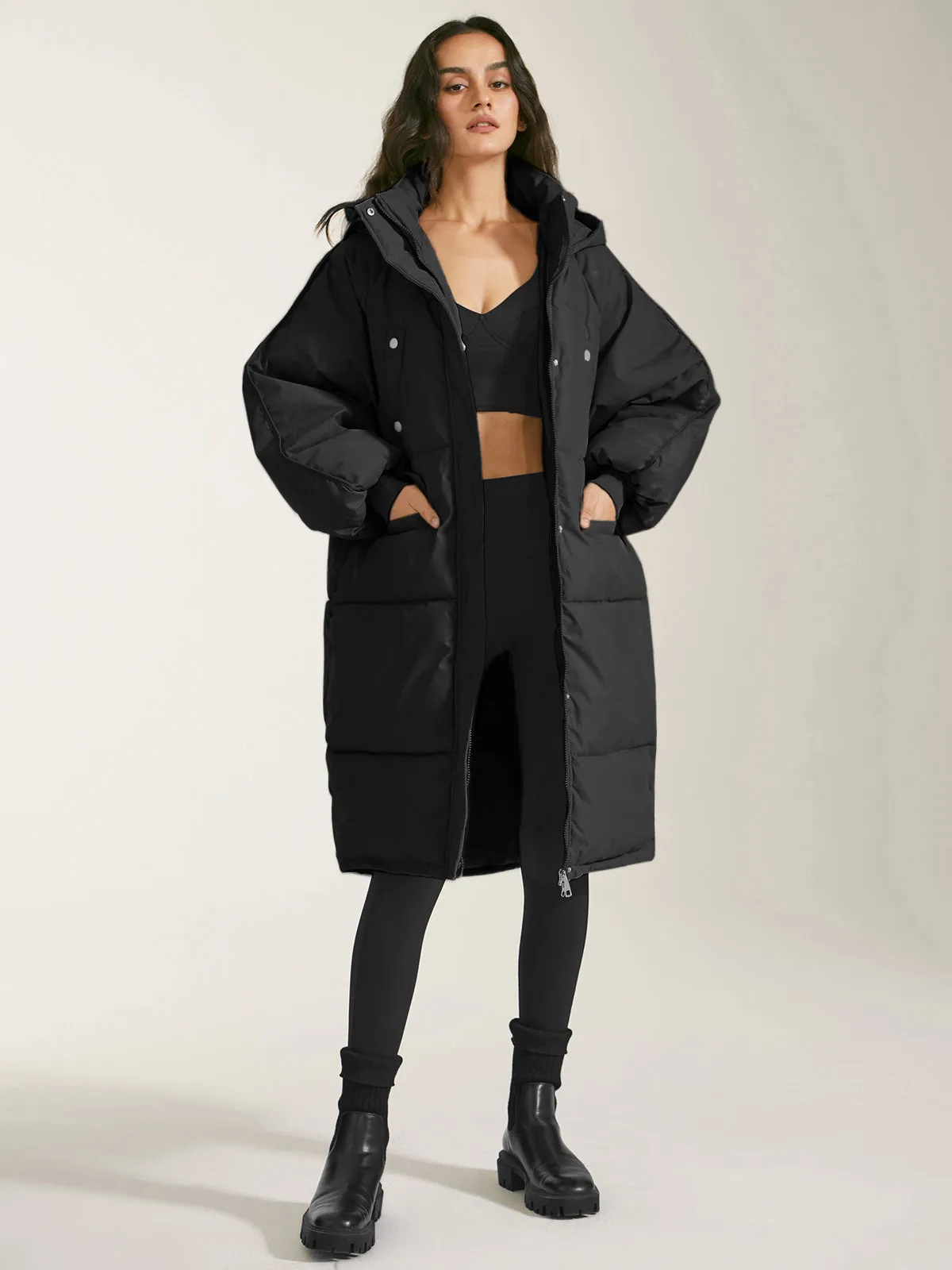 Chicmy-Winter Outfits Christmas Thanksgiving Gift New Year's Eve Outfits Streetwear Fashion Long Hooded Puffer Parka Coat
