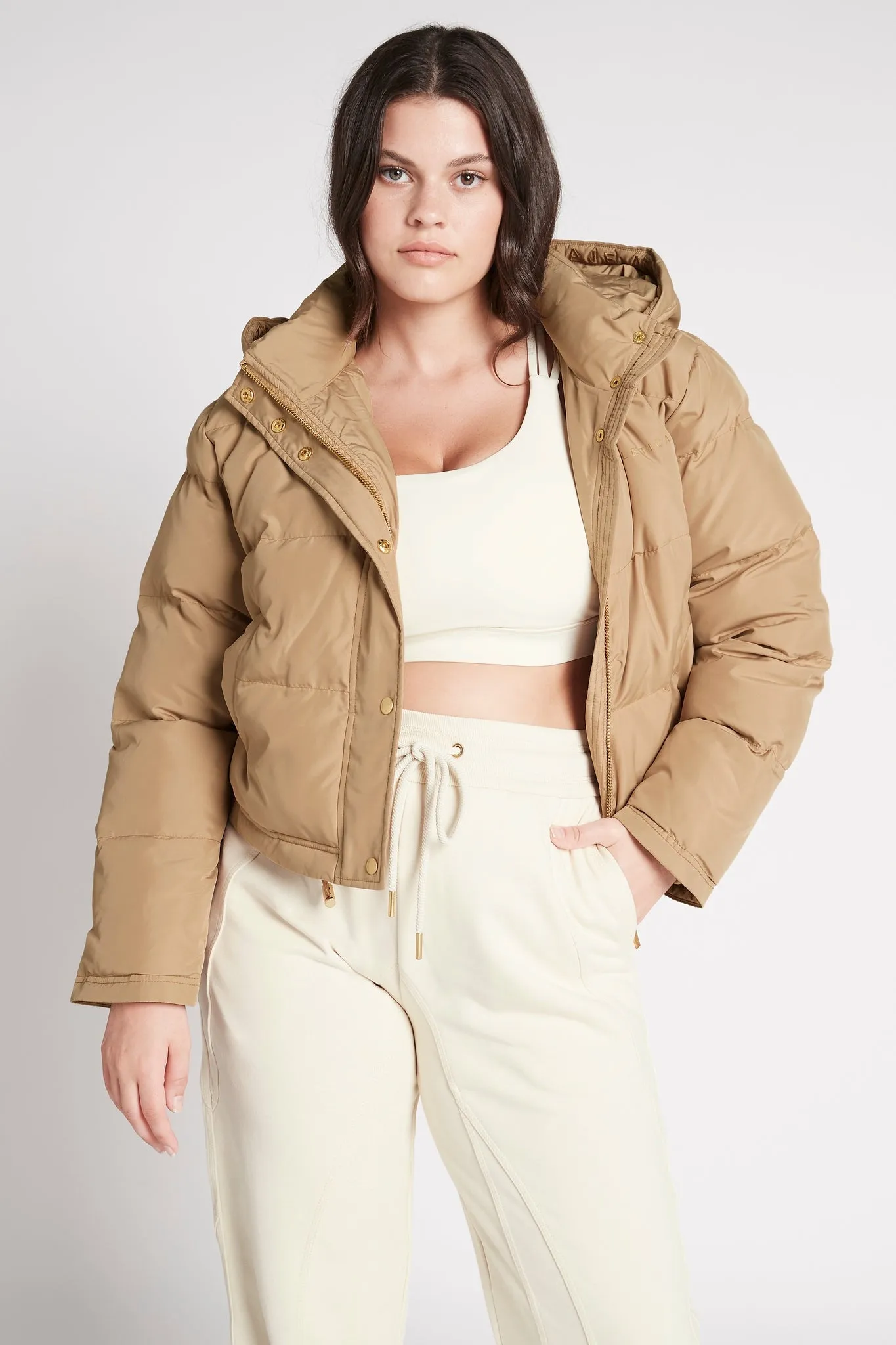 Cropped Signature Logo Hooded Puffer 711