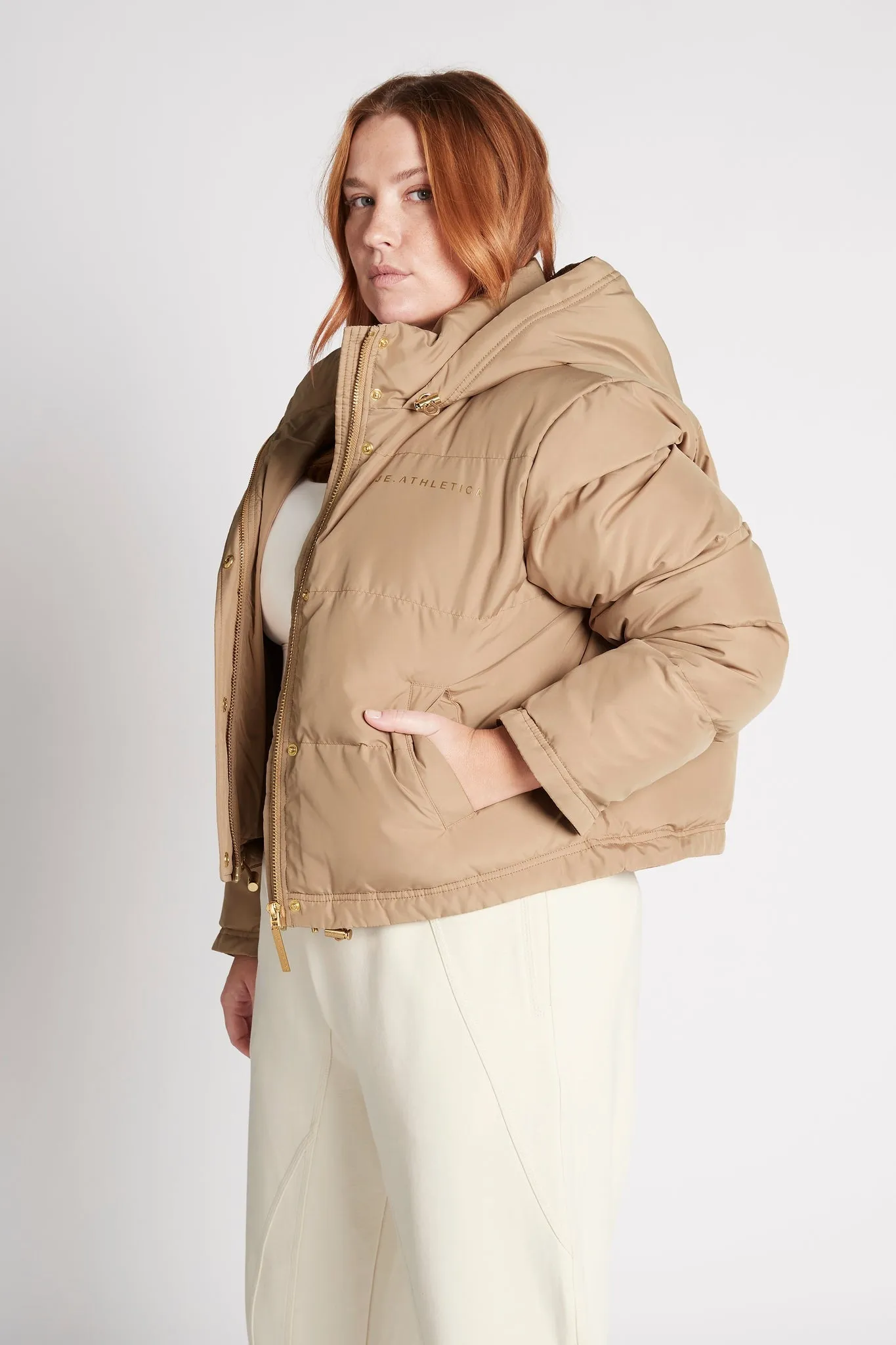 Cropped Signature Logo Hooded Puffer 711
