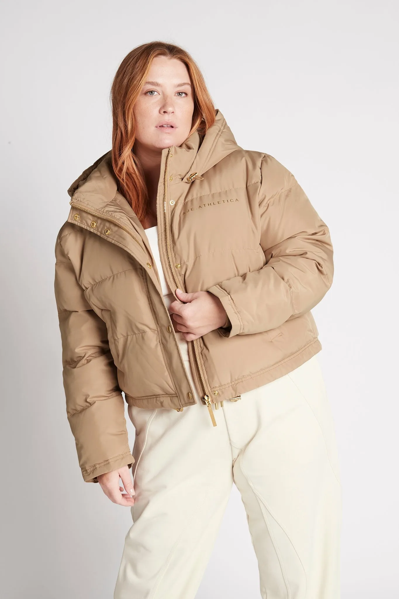 Cropped Signature Logo Hooded Puffer 711