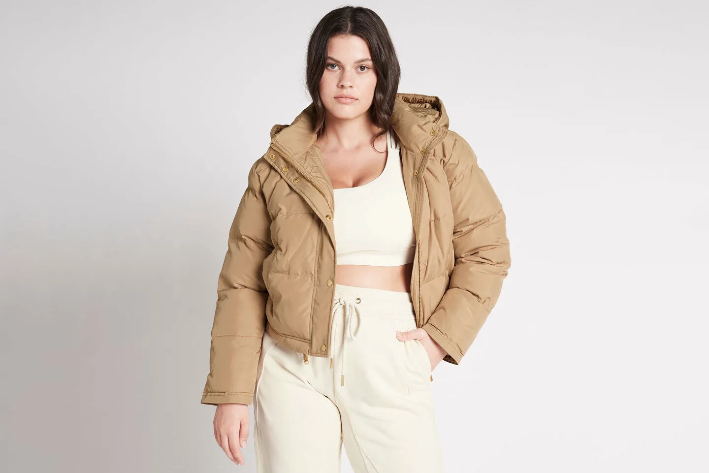 Cropped Signature Logo Hooded Puffer 711