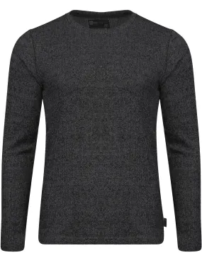 Dewar Ribbed Textured Marl Top in Black / White Mix - Dissident
