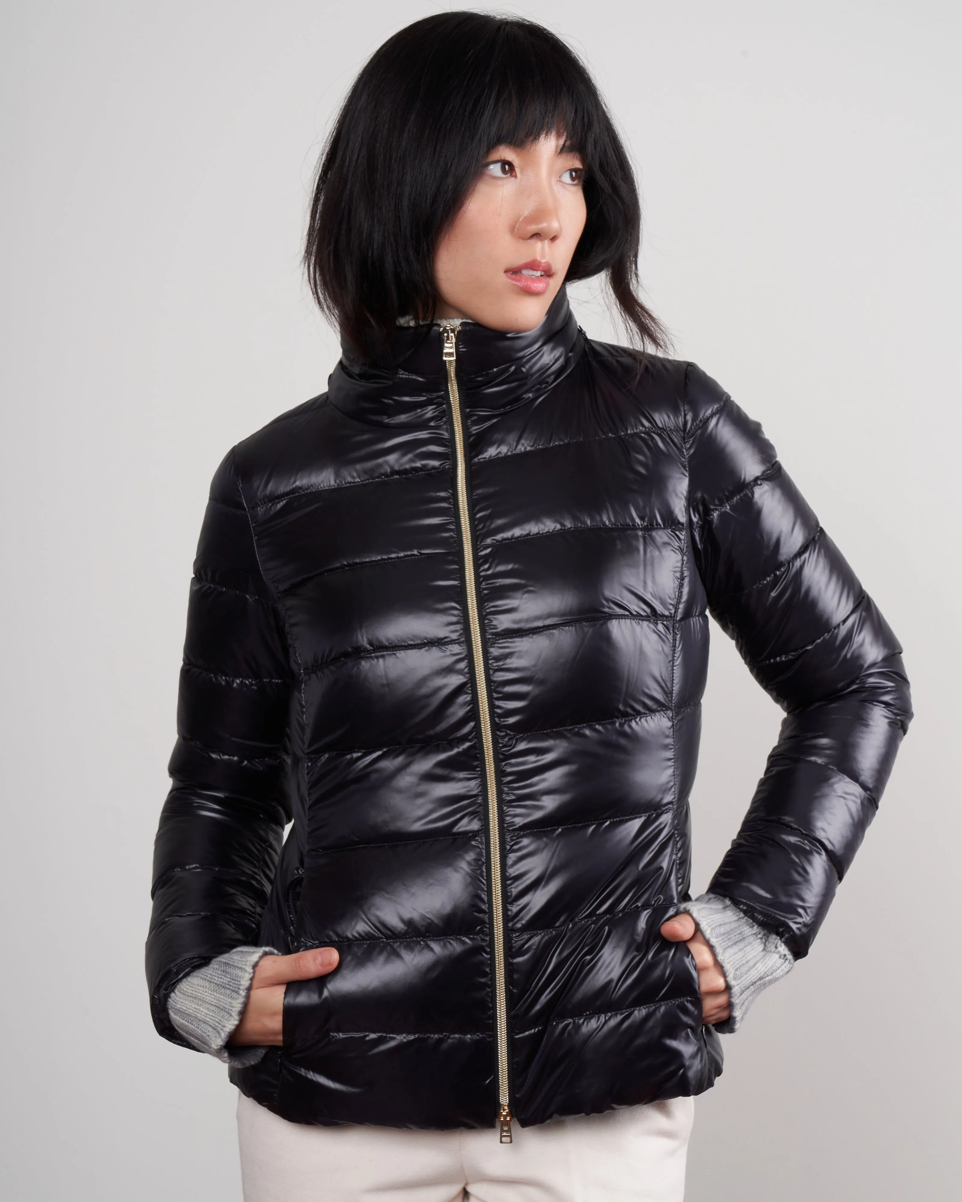 double faced cashmere coat w/nylon windguard ( 3-in-1) - nero