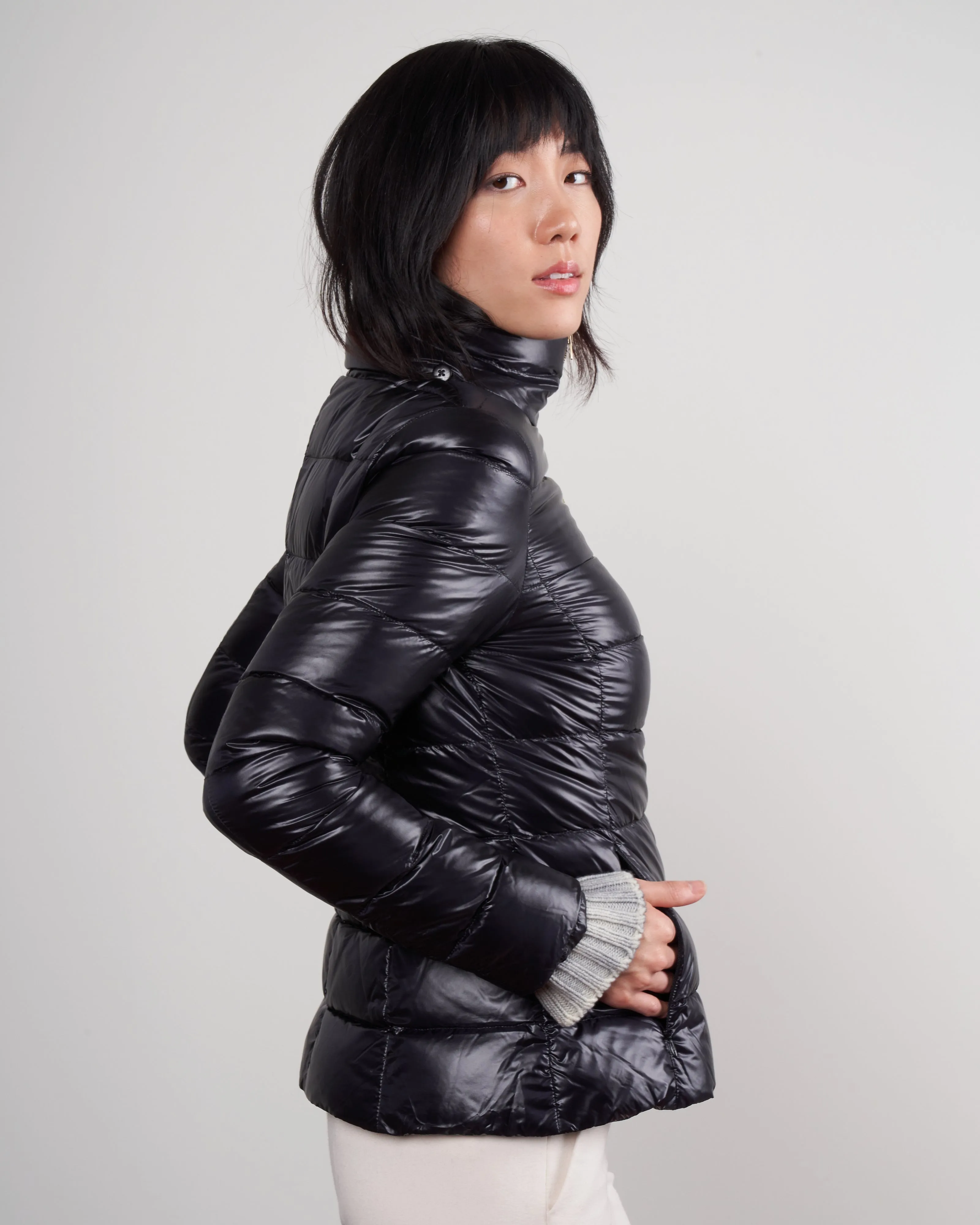 double faced cashmere coat w/nylon windguard ( 3-in-1) - nero