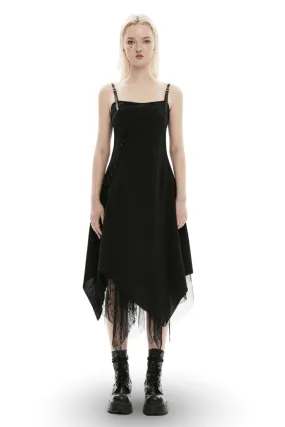 Gothic Asymmetrical Dress with Chiffon and Lace Detail