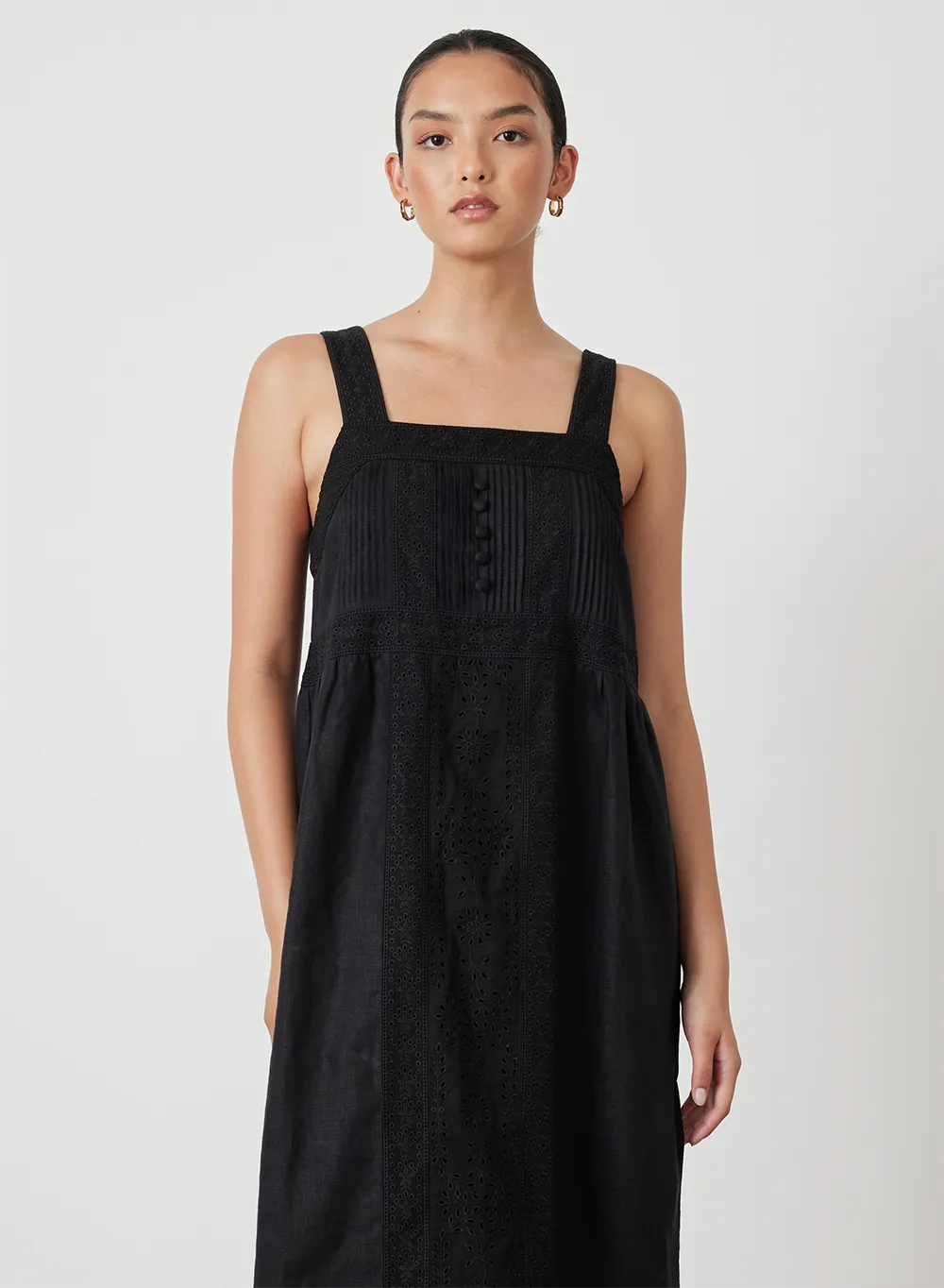 Gretal Linen Ramie Midi Dress | Black