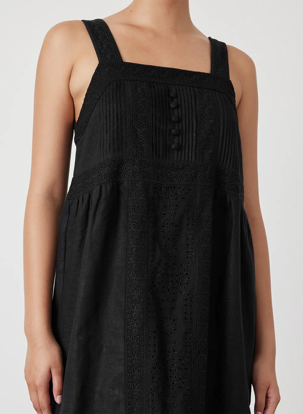Gretal Linen Ramie Midi Dress | Black