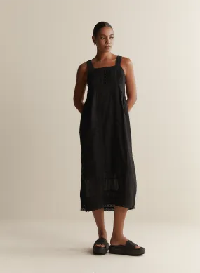 Gretal Linen Ramie Midi Dress | Black