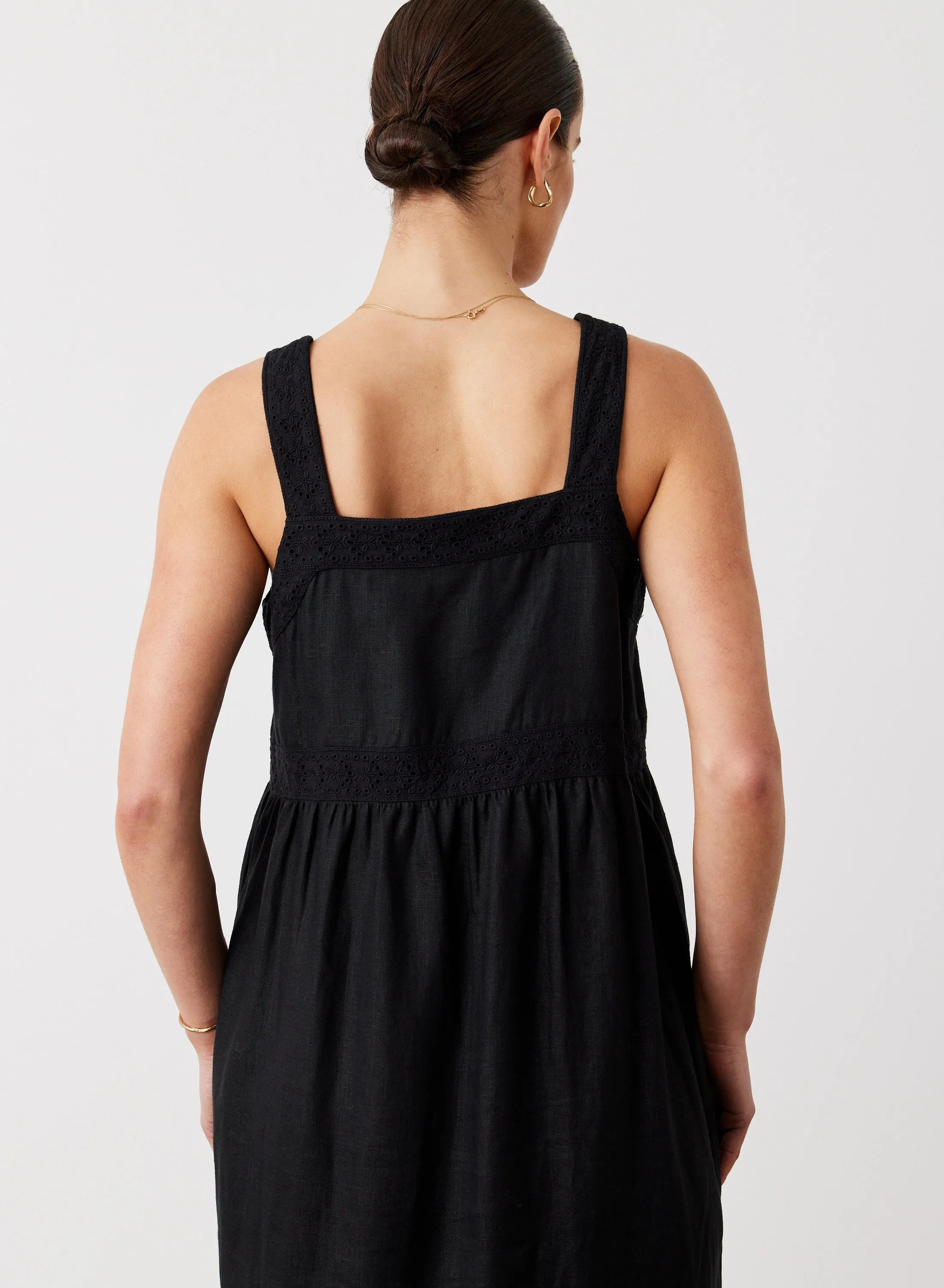 Gretal Linen Ramie Midi Dress | Black