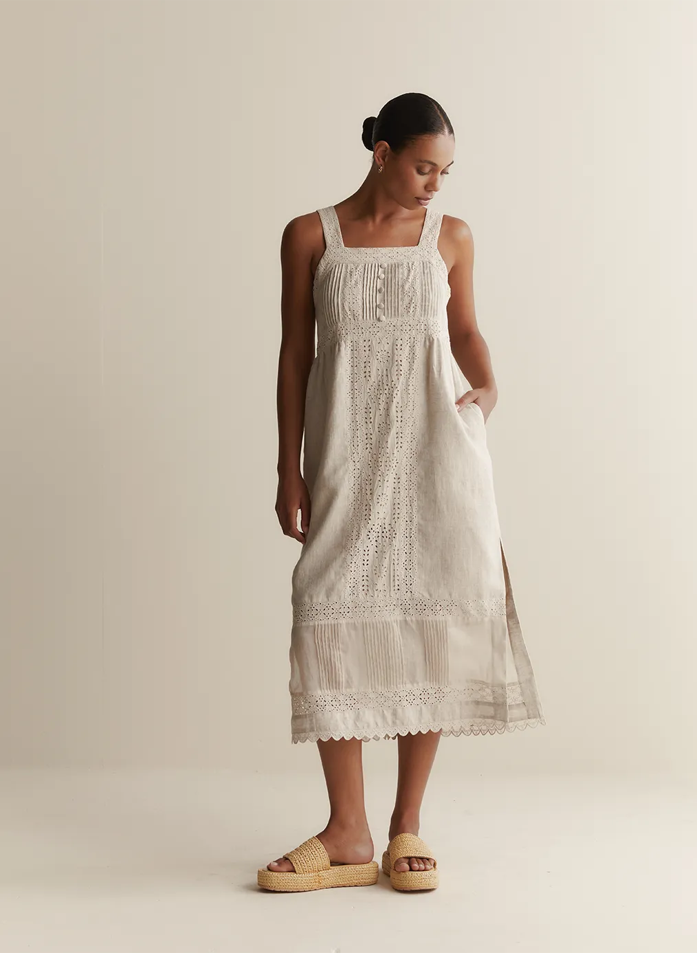 Gretal Linen Ramie Midi Dress | Flax