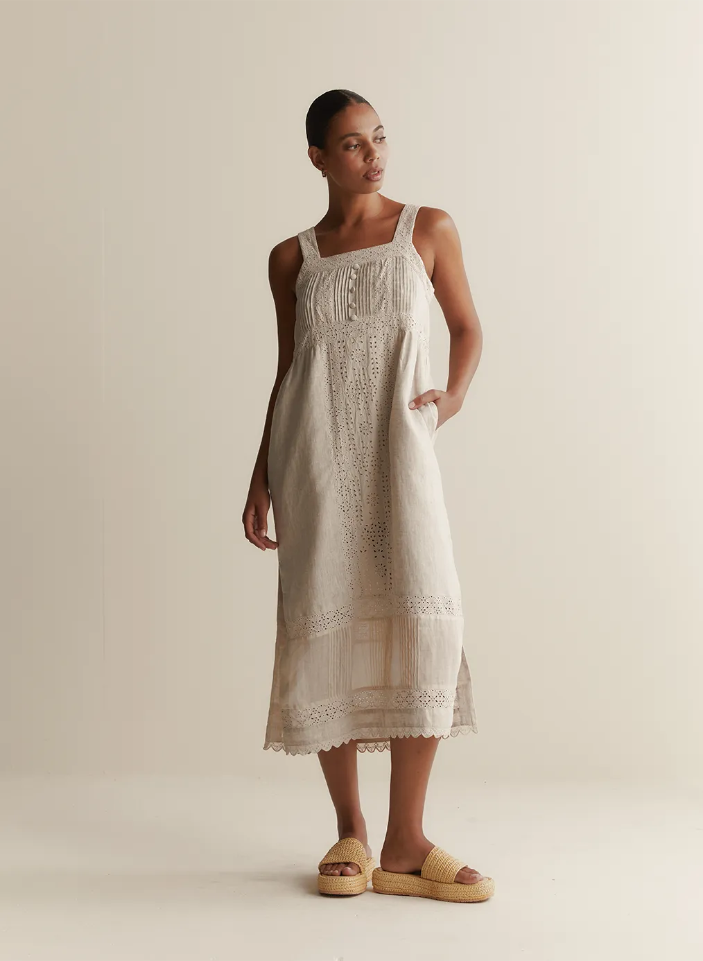 Gretal Linen Ramie Midi Dress | Flax