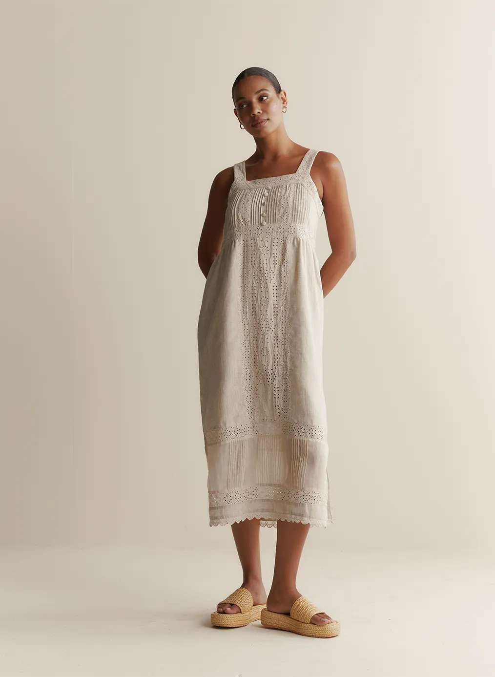 Gretal Linen Ramie Midi Dress | Flax