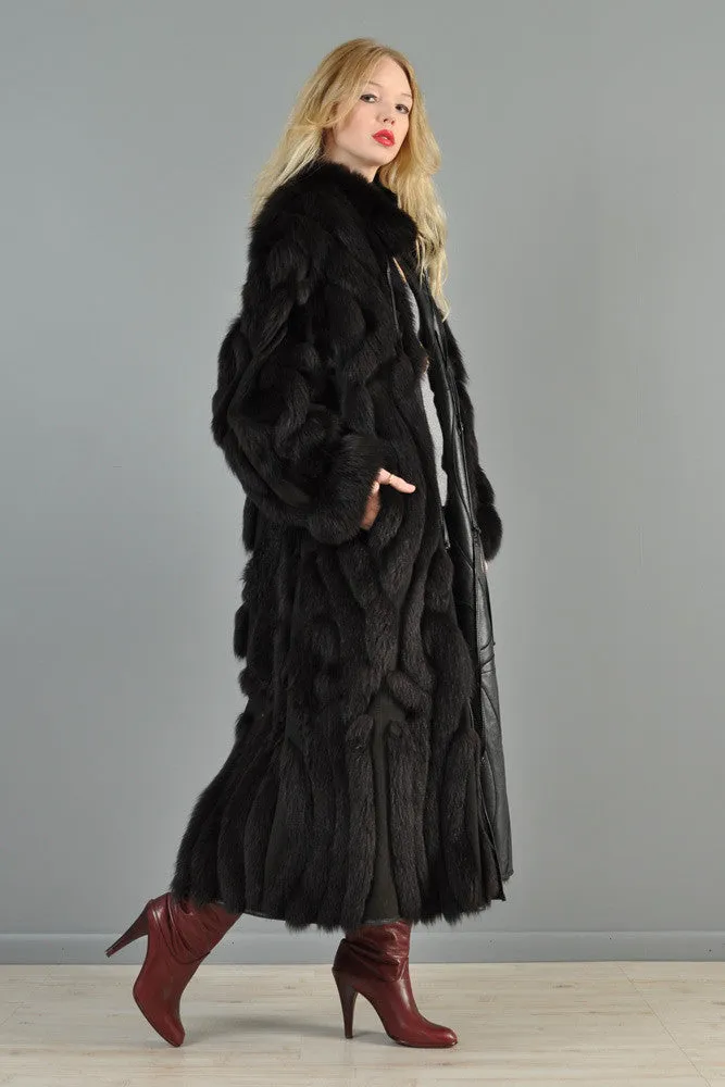 Grunstein Reversible Avant Garde Fox Fur   Leather Coat