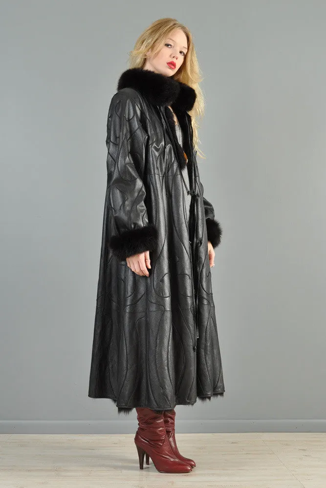 Grunstein Reversible Avant Garde Fox Fur   Leather Coat