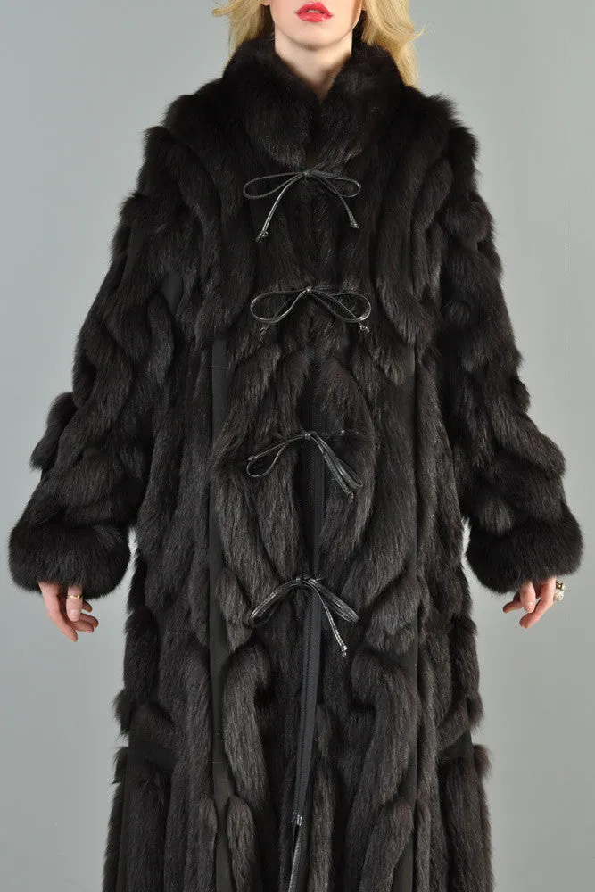 Grunstein Reversible Avant Garde Fox Fur   Leather Coat