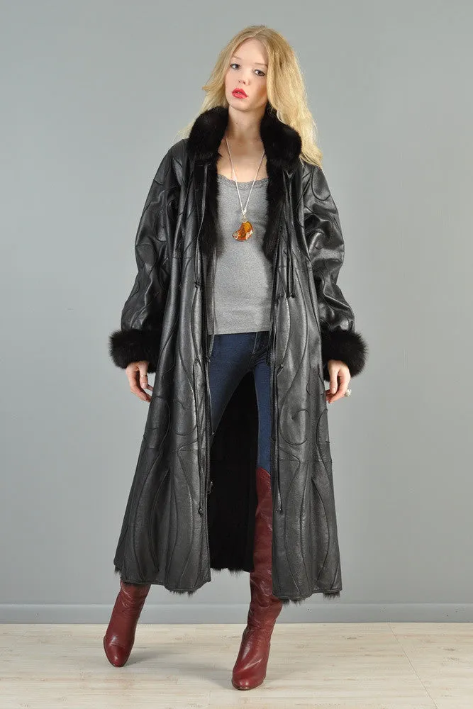 Grunstein Reversible Avant Garde Fox Fur   Leather Coat