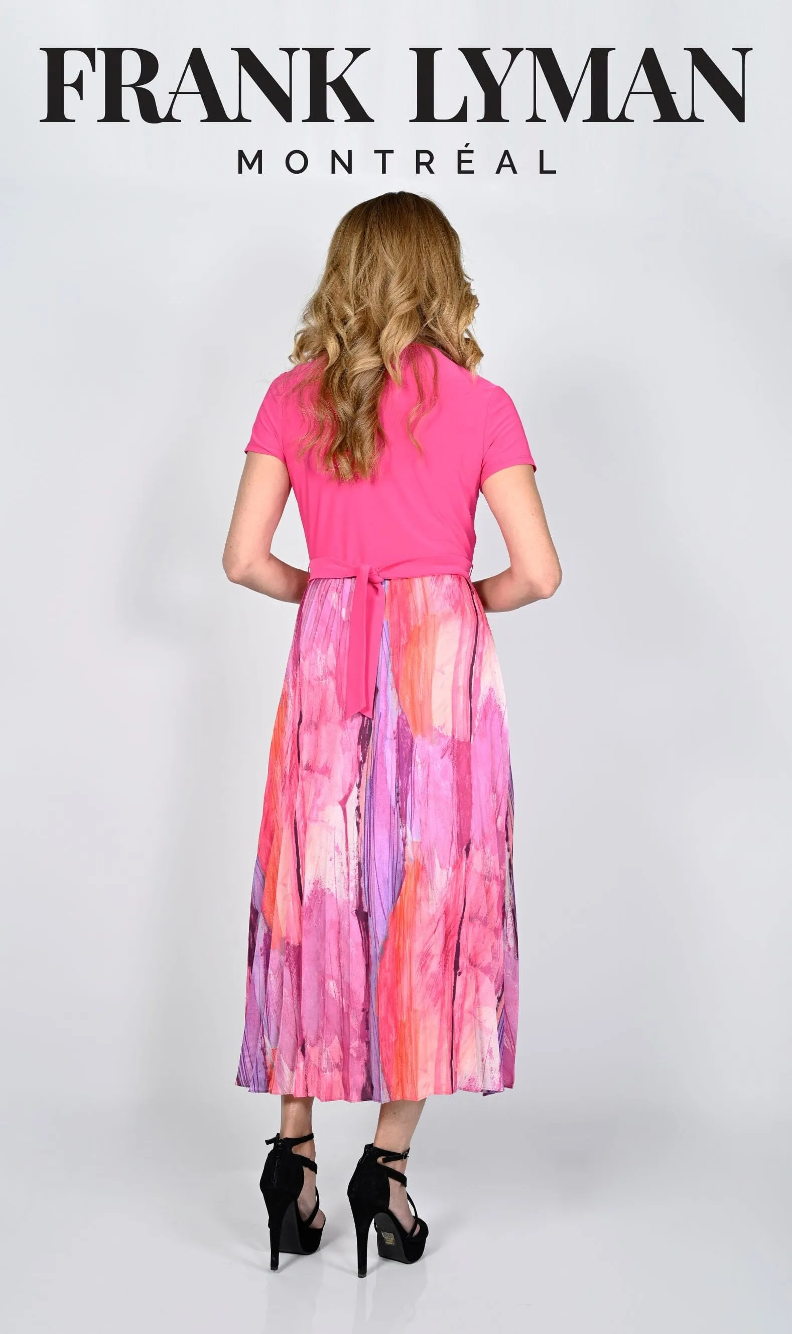 HOT PINK PLEATED DRESS