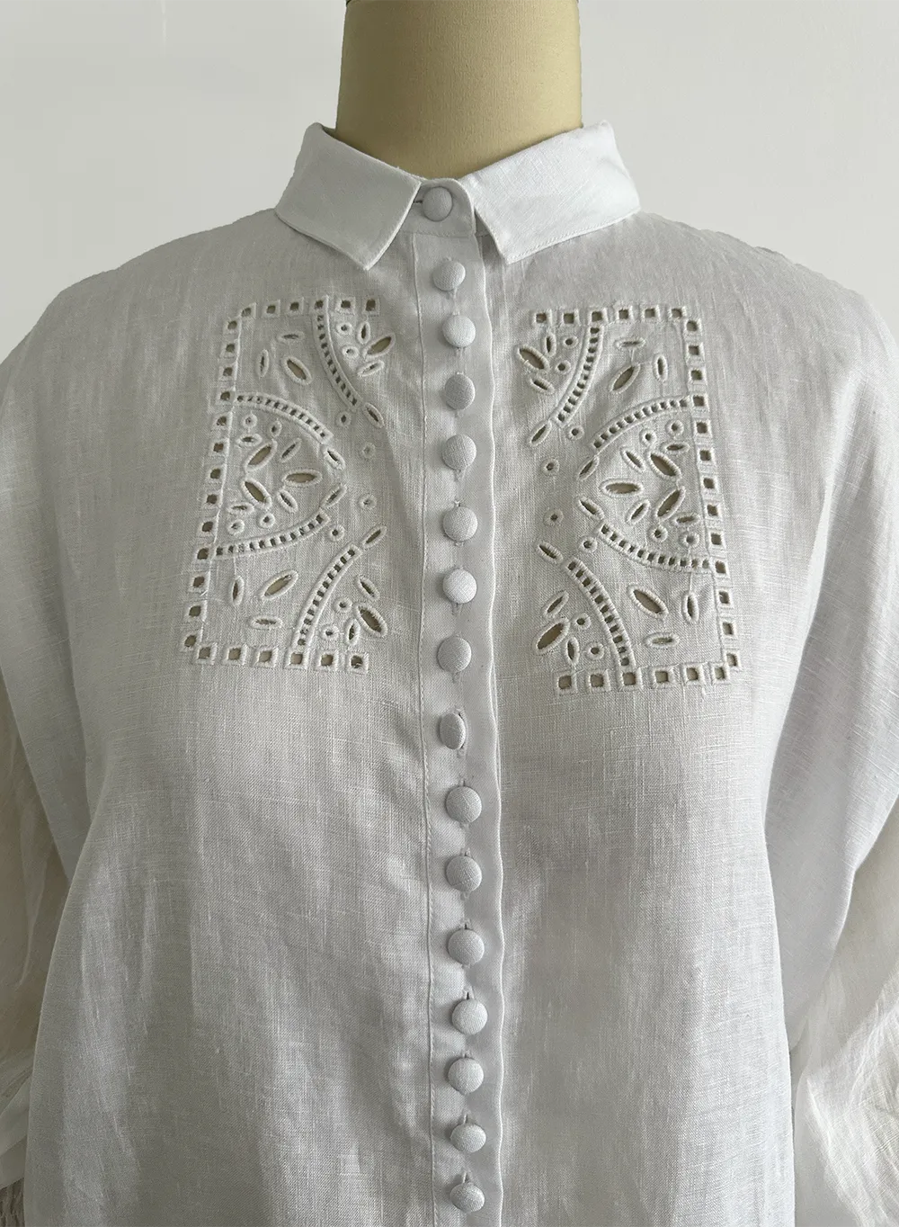 Jeanne Linen Ramie Midi Shirt Dress | Optical White