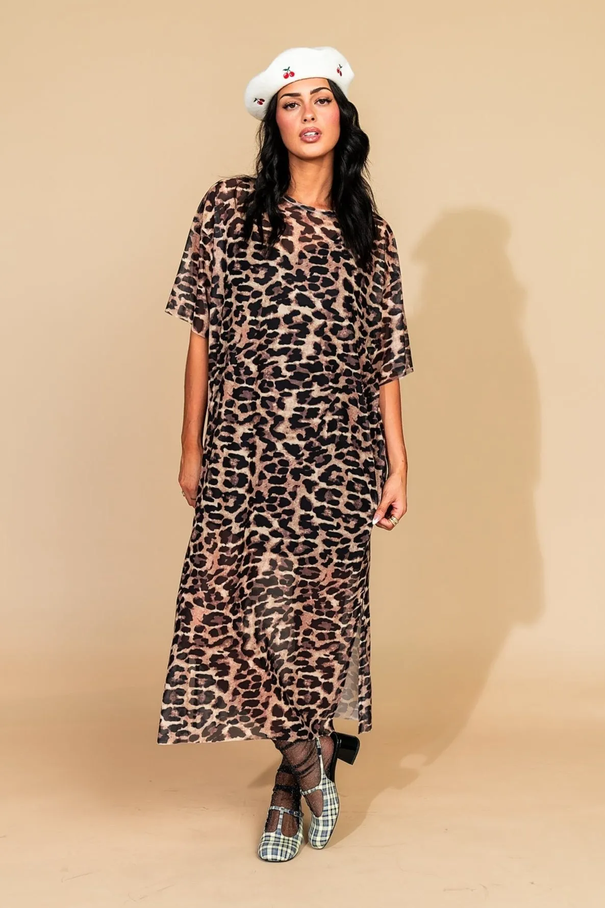 Karma Oversized Mesh Dress   Slip in Leopard Lover