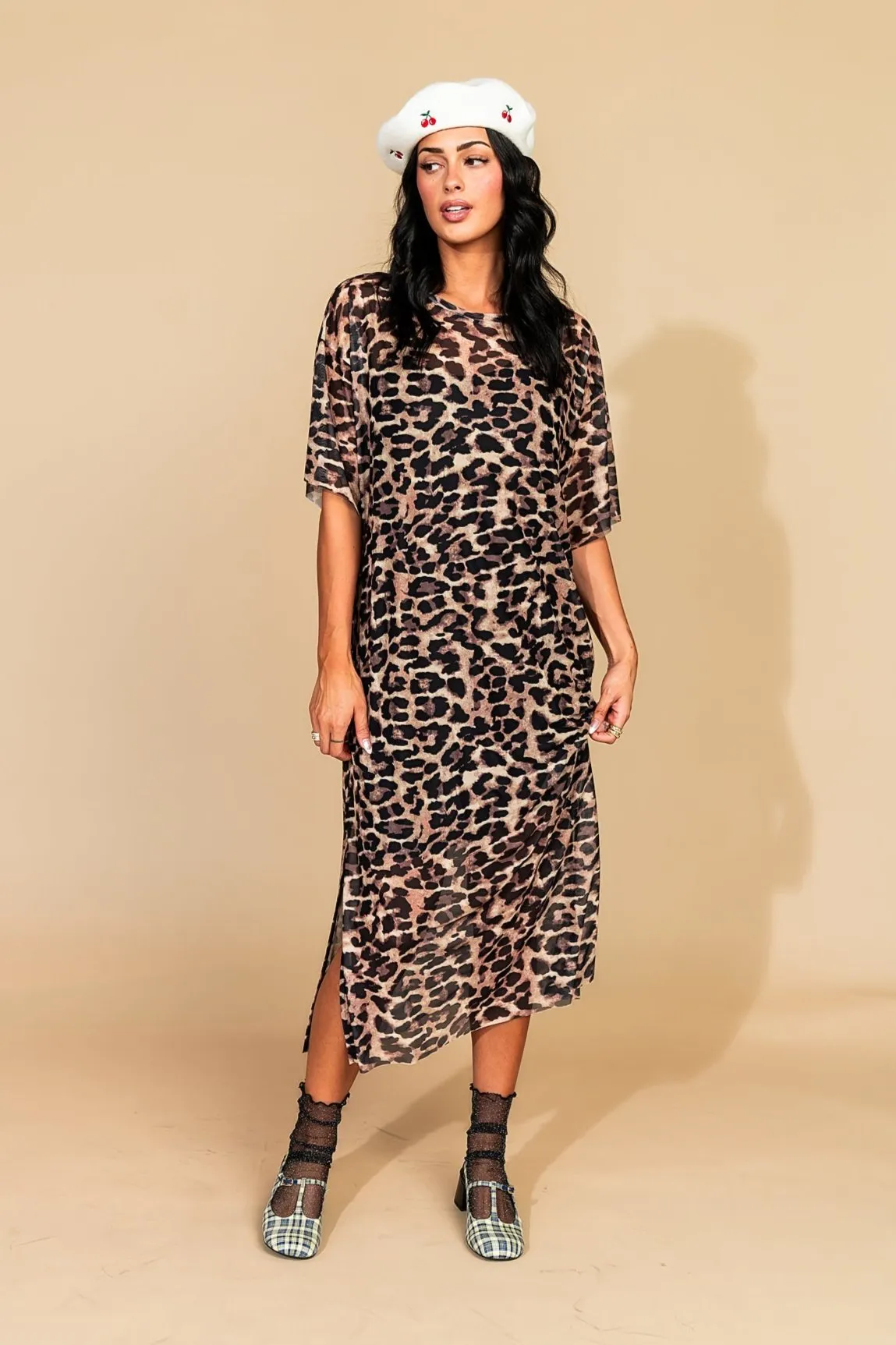 Karma Oversized Mesh Dress   Slip in Leopard Lover