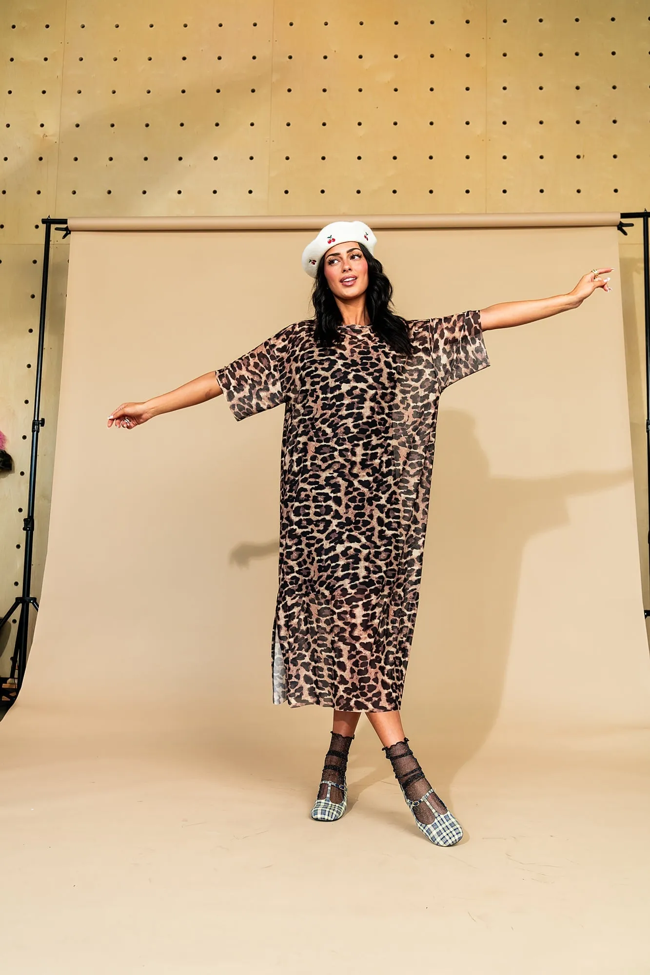Karma Oversized Mesh Dress   Slip in Leopard Lover