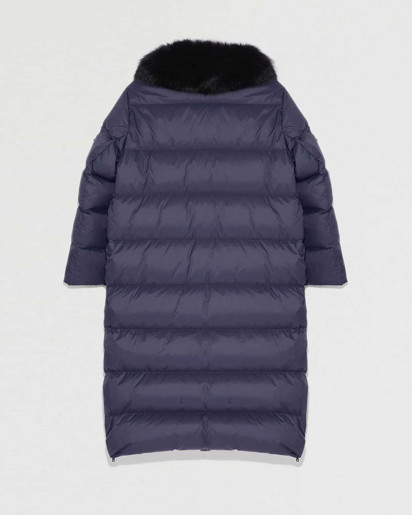 Long down jacket with fox fur collar